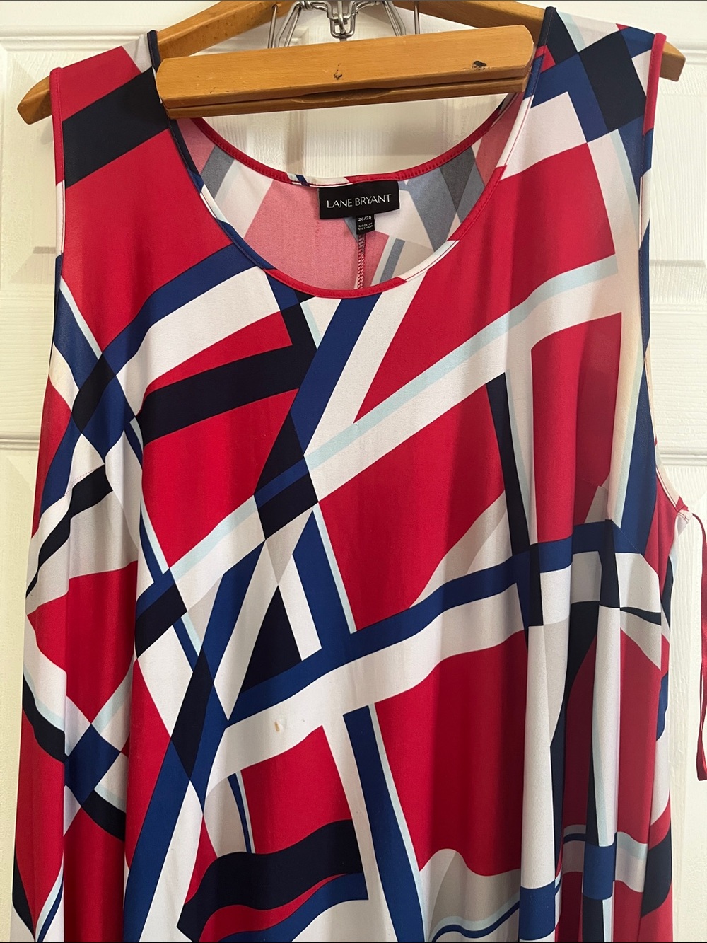 Lane Bryant blue, white and Red Striped high-low dress with Blue Accents